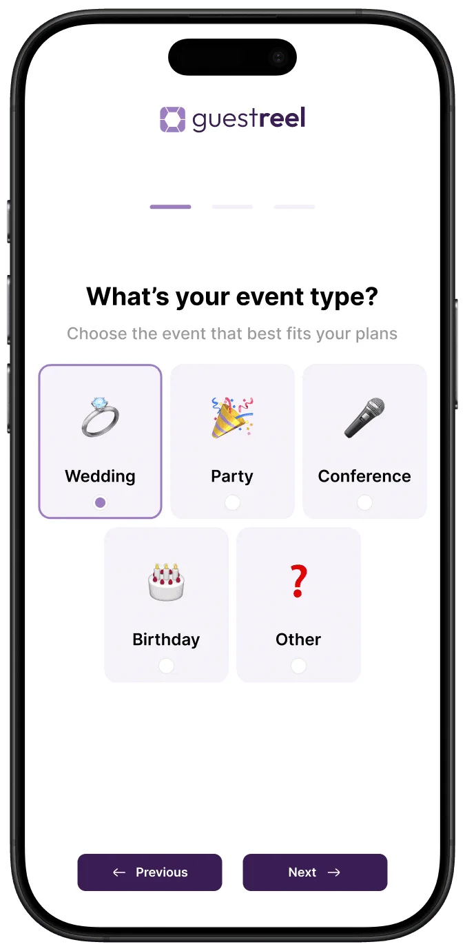 Mobile phone event layout
